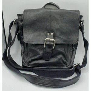 Fossil Black Leather Decker City Shoulder Bag Purs